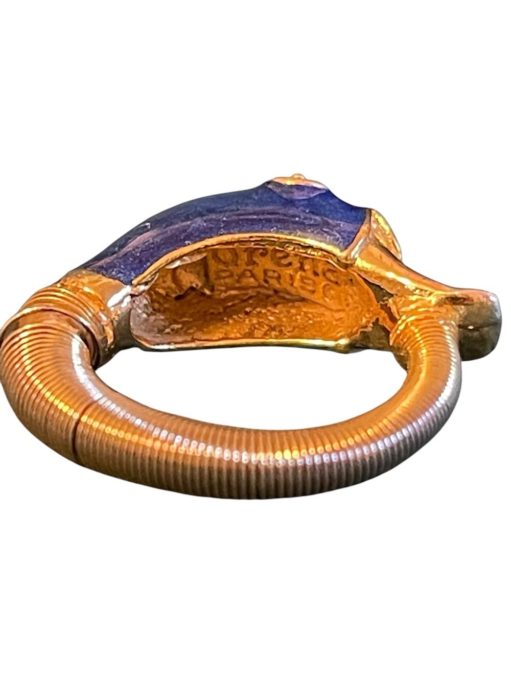 *RARE* Vintage Orena Paris Mallard Duck Head Coiled Stretch Ring - Picture 8 of 11
